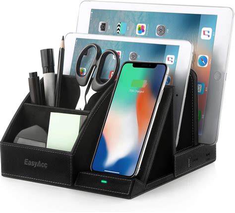 EasyAcc Fast Wireless Charger Desk Organizer With USB Charging Docking