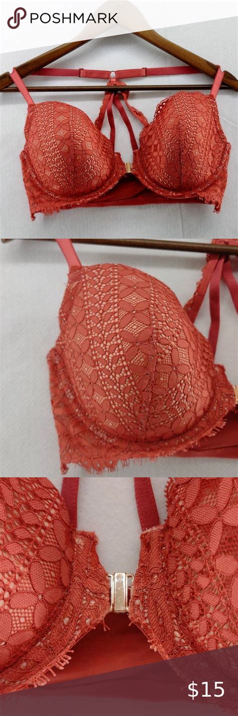 Victorias Secret Coral Lace Lined Demi Bra Womens Size 36dd Bra Women Coral Lace Demi Bra