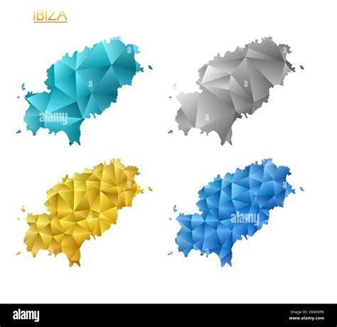 Set Of Vector Polygonal Maps Of Ibiza Bright Gradient Map Of Island In