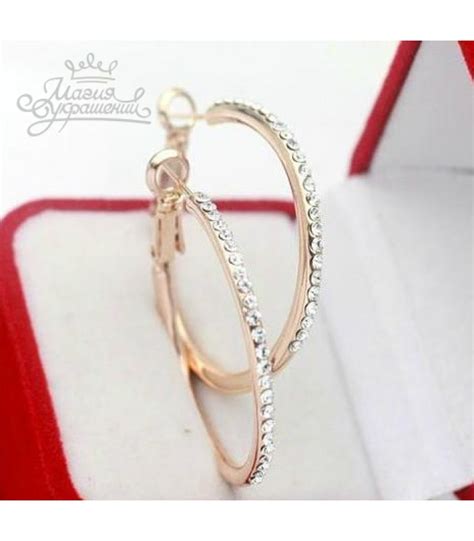 Серьги Золотые Кольца с прозрачными Swarovski купить в интернет ...