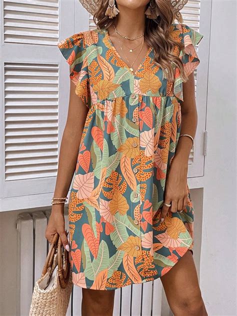 Shein Lune Bohemian Style Holiday Easter Floral Print Women S Dress