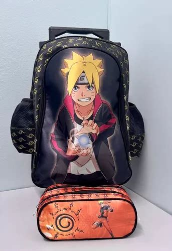 Kit Mochila Naruto Boruto Rodinhas Escolar Estojo Grande Frete grátis