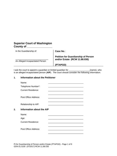 Temporary Guardianship Form Washington State Fill Out Sign Online