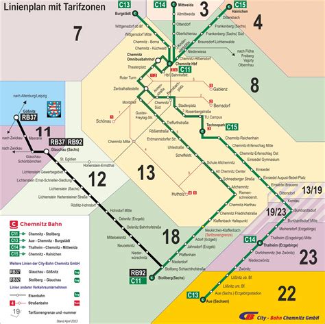 Tarifzonen City Bahn Chemnitz