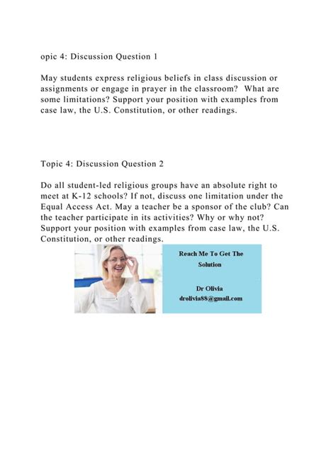 Opic Discussion Question May Students Express Religious Bel Docx