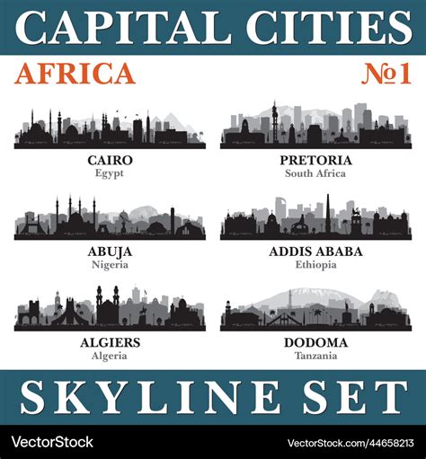 Capital cities skyline set africa part 1 Vector Image