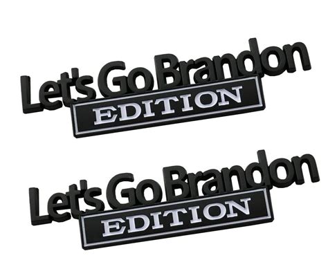 2pcs Let S Go Brandon Emblems For Vehicle Truck SUV Door Black