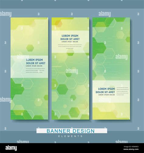 Trendy Banner Template Design With Hexagon Geometric Elements Stock