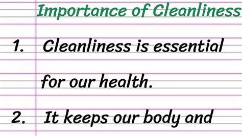 Importance Of Cleanliness Essay In English Lines Short Essay On