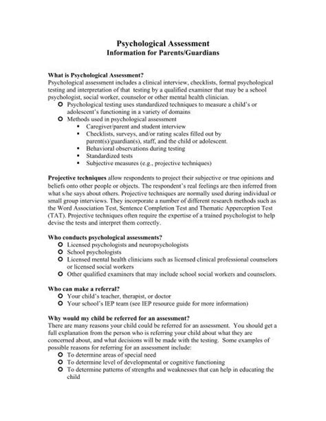 Psychological Assessment School Mental Health