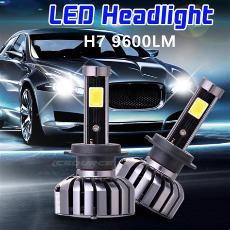 ชดไฟตดรถยนต 2 ชน 80W 9600LM Car Auto COB LED H7 Headlight Kit Beam