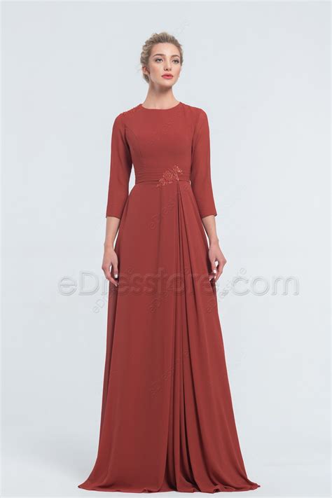 Rust Colored Bridesmaid Dresses With Sleeves Warehouse Of Ideas