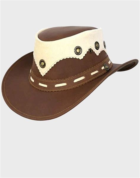 Oily Leather Cowboy Bush Western Aussie Style Leather Hat Rambo Leather