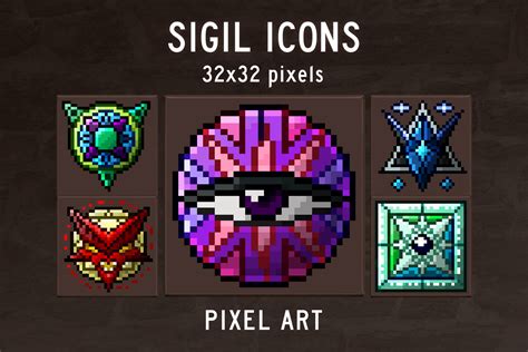 48 Sigil RPG Game Icons Pixel Art by Free Game Assets (GUI, Sprite ...