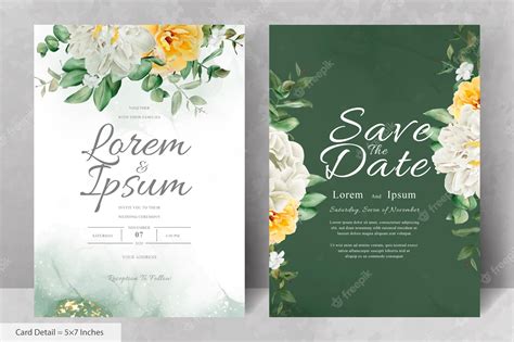 Premium Vector Realistic Watercolor Floral Wedding Invitation Card