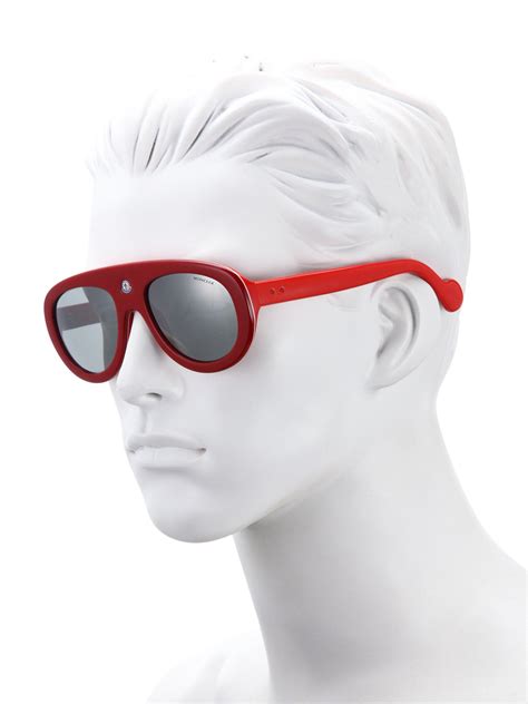 Moncler 55mm Oval Sunglasses In Red For Men Lyst