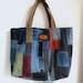 Denim Patchwork Bag Xl Shopping Big Boro Shopper Market Bag Repurposed