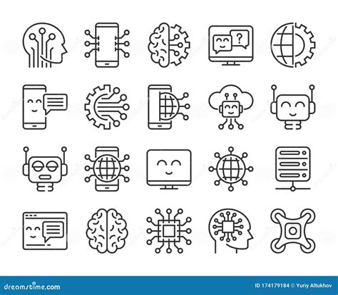 Artificial Intelligence Icons Innovation Technology And Artificial Intelligence Line Icon Set