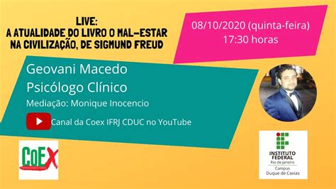 Live A atualidade do livro O mal estar na civiliza ão de Sigmund