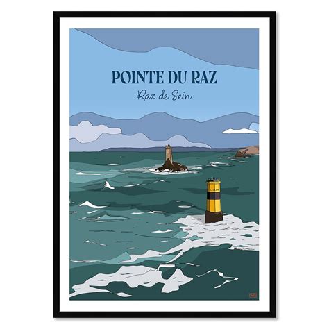 Pointe du Raz Raz de Sein Poster affiche image encadrée Cadr Aven