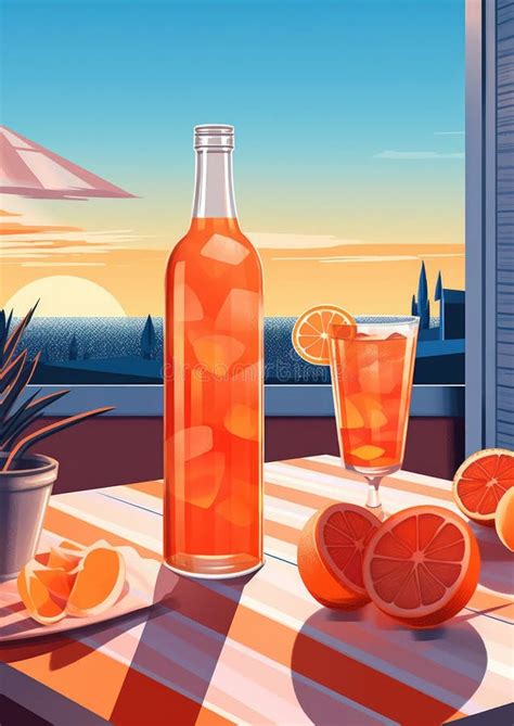 Aperol Spritz Auf Dem Tisch Mit Generativen Ai Stock Abbildung