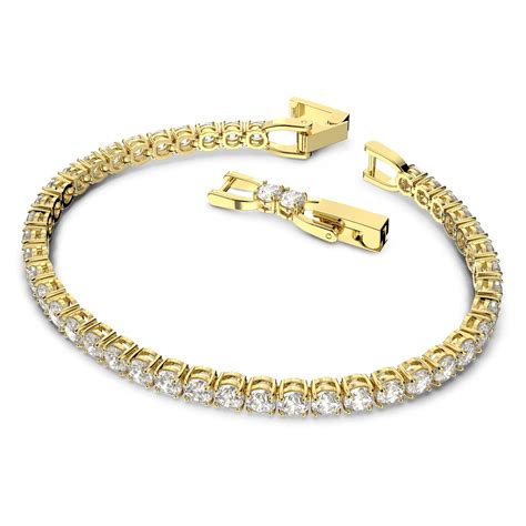 Tennis Deluxe Bracelet Round Cut White Gold Tone Plated Swarovski