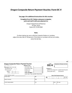 Fillable Online Oregon Composite Return Form OC And Instructions For