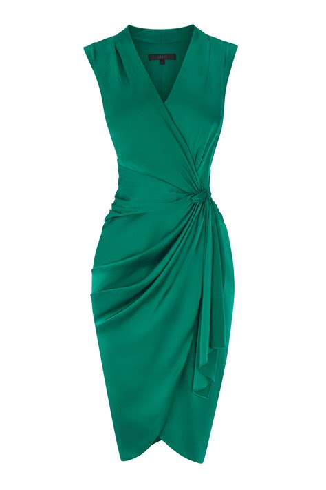 Lyst Coast Lavinia Gathered Satin Dress In Green