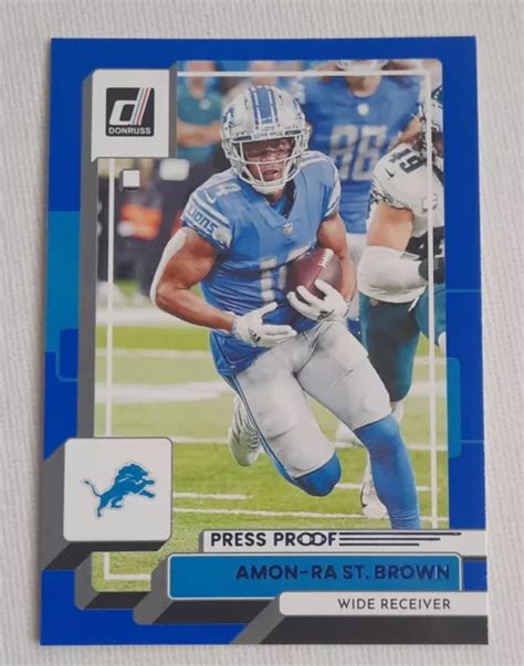 Panini Donruss Nfl Amon Ra St Brown Blue Press Proof Lions