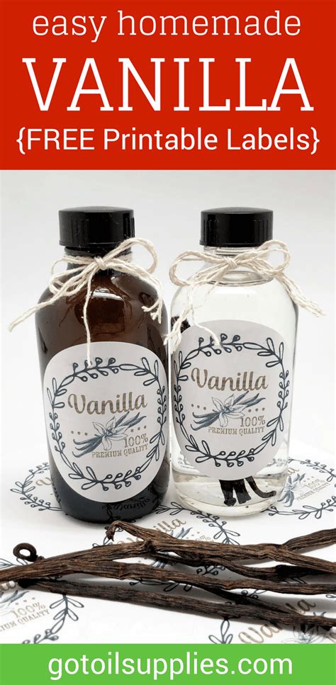 Printable Vanilla Extract Labels