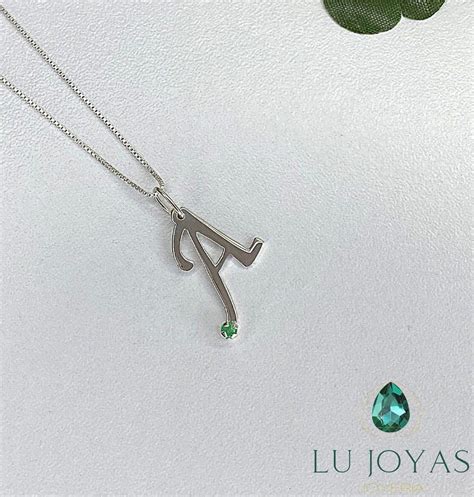 Cadena Y Dije En Plata Con Esmeralda Natural Lu Joyas