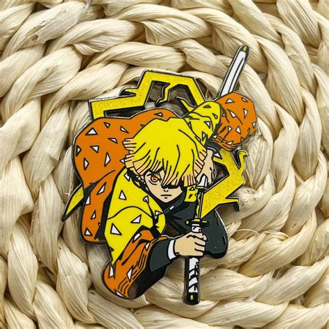 Demon Slayer Agatsuma Zenitsu Fearless Enamel Pin Distinct Pins