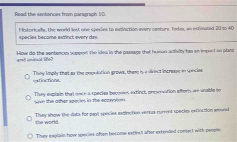 Solved Read The Sentences From Paragraph 10 Historically The World