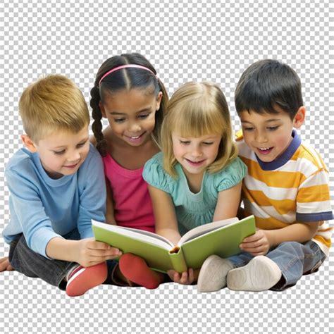 Children Reading A Book On The Floor Premium Ai Generated Psd