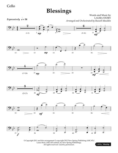 Blessings Choral Anthem Satb Cello Sheet Music Pdf Lifeway Choral