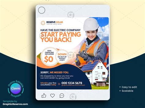 Solar Social Media Banner Canva Template Graphic Reserve