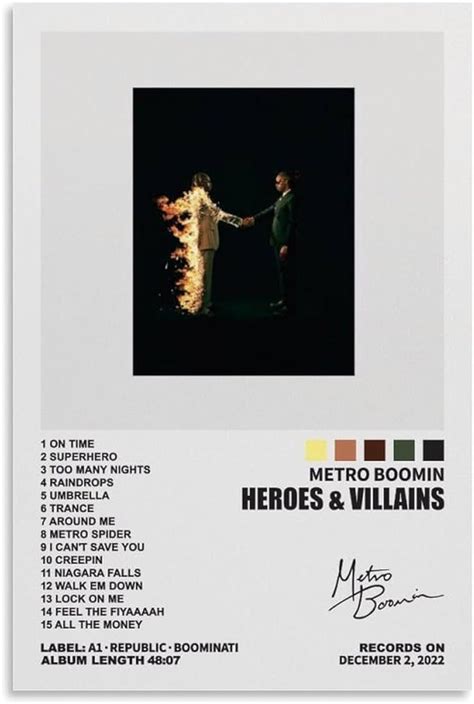 Metro Poster Boomin Heroes Villains Album Cover Posters for Bedroom ...