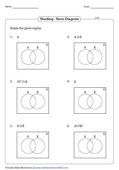 Venn Diagram Worksheets