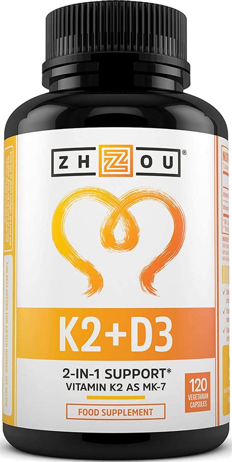 Zhou Vitamin D3 With K2 Vitamin D3 4000 Iu And Vitamin K2 100 Ug 120