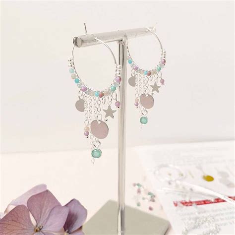 Kit Boucles d oreilles Paola Argenté créoles tissées pierres