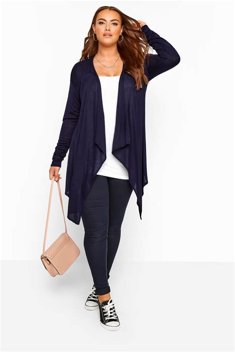 Navy Longline Waterfall Cardigan Plus Size 16 To 36 Yours Clothing