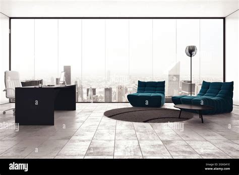 Luxury executive office with city view window Stock Photo - Alamy