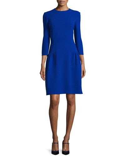 Oscar De La Renta Sleeve Dropped Waist Dress Light Blue Modesens