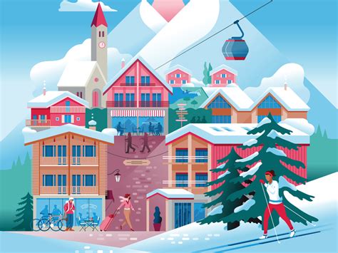 Premium Ski Resort Cliparts For Winter Fun Skiing Graphics Collection