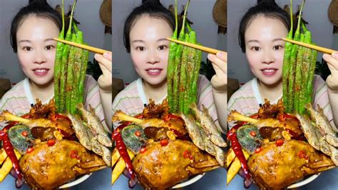 Yummy Spicy Food Mukbang Eat Braised Duck Head With Eggs And Green