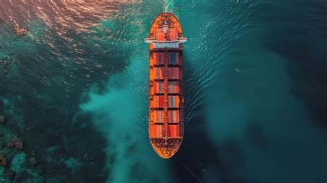 Premium Photo Cargo Ship Sailing On Vibrant Blue OceanxA