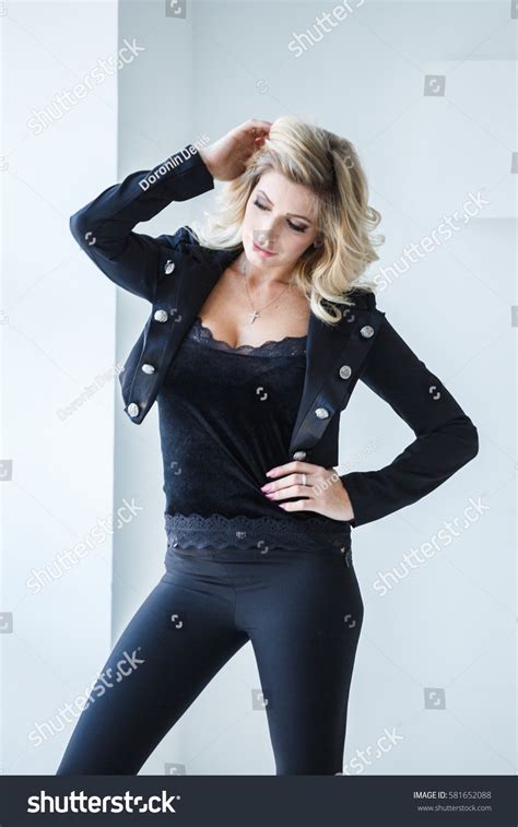 Beautiful Sexy Blonde White Suit Pants Stock Photo Shutterstock