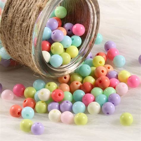 400pcs Perles De Acrylique En Multicoloris Perles Plastiques Perles De