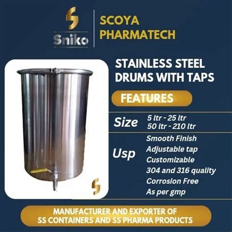 Stainless Steel Oil Drums With Tap Capacity 50 L At 5950 Piece In