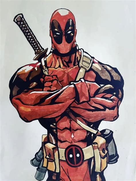 Deadpool Drawing Colored